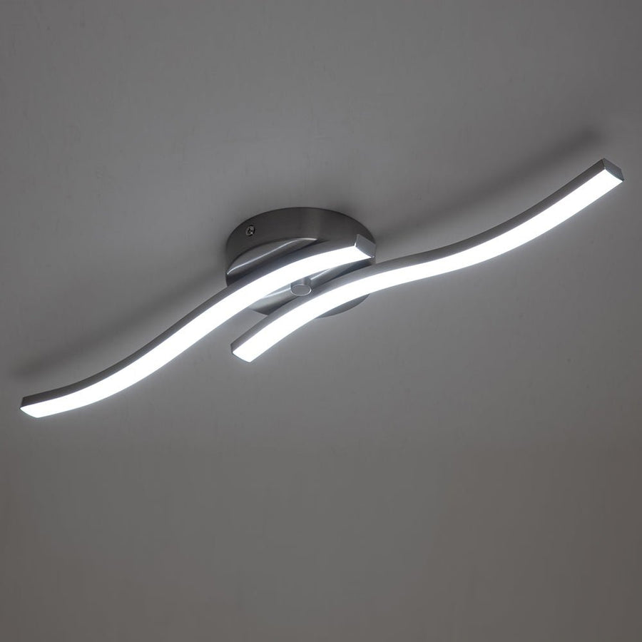 Farmhouze Light-2-Light Curved Linear Dimmable LED Ceiling Wall Light-Wall Sconce-Nickel-