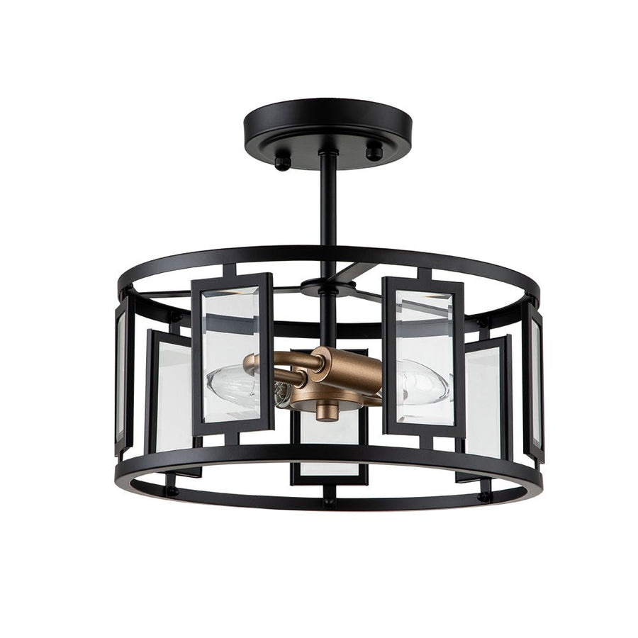 Farmhouze Light-2-Light Open Drum Cage Semi Flush Light-Ceiling Light--