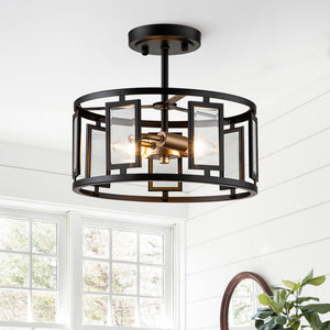 Farmhouze Light-2-Light Open Drum Cage Semi Flush Light-Ceiling Light--