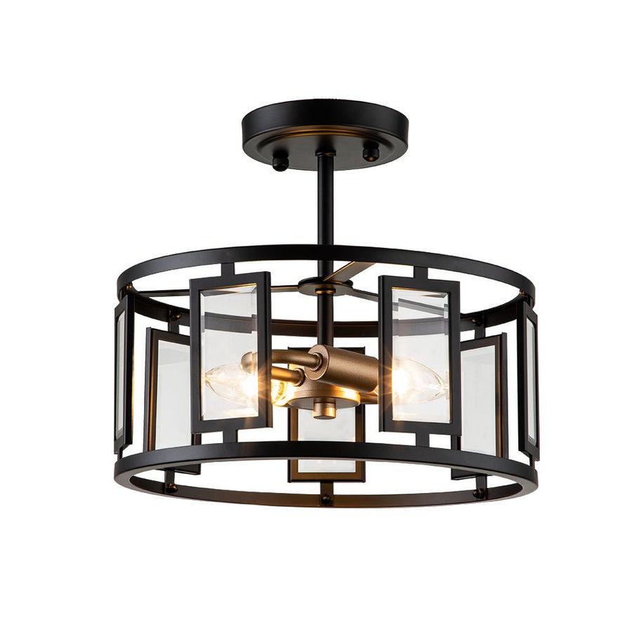 Farmhouze Light-2-Light Open Drum Cage Semi Flush Light-Ceiling Light--