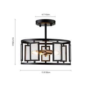 Farmhouze Light-2-Light Open Drum Cage Semi Flush Light-Ceiling Light--