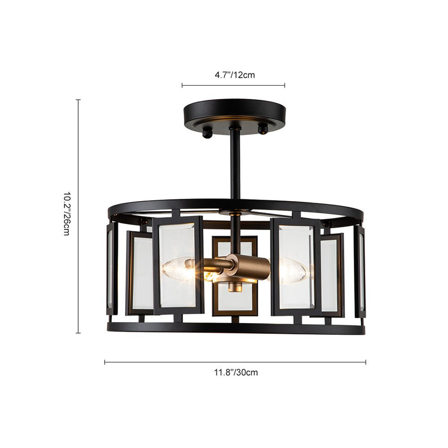 Farmhouze Light-2-Light Open Drum Cage Semi Flush Light-Ceiling Light--