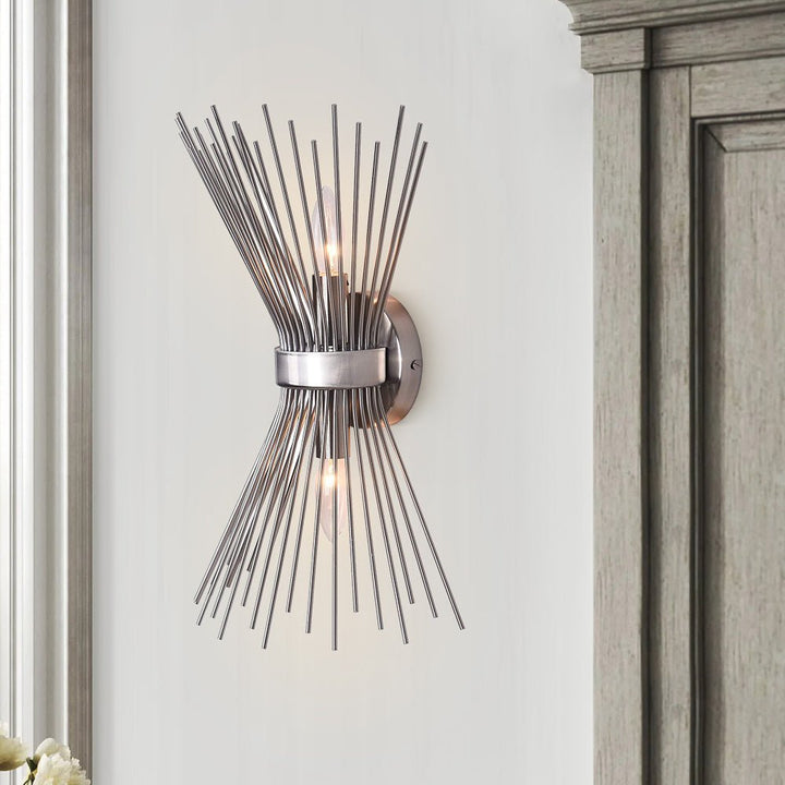 Farmhouze Light-2-Light Sputnik Sunburst Wall Sconce Brass Nickel-Wall Sconce-Nickel-