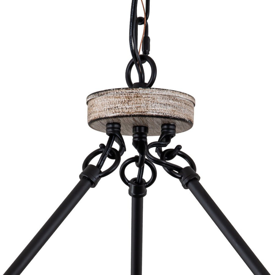 Farmhouze Light-24-Light Vintage Barn Metal Wagon Wheel Chandelier-Chandelier-Black + Wood Grain-