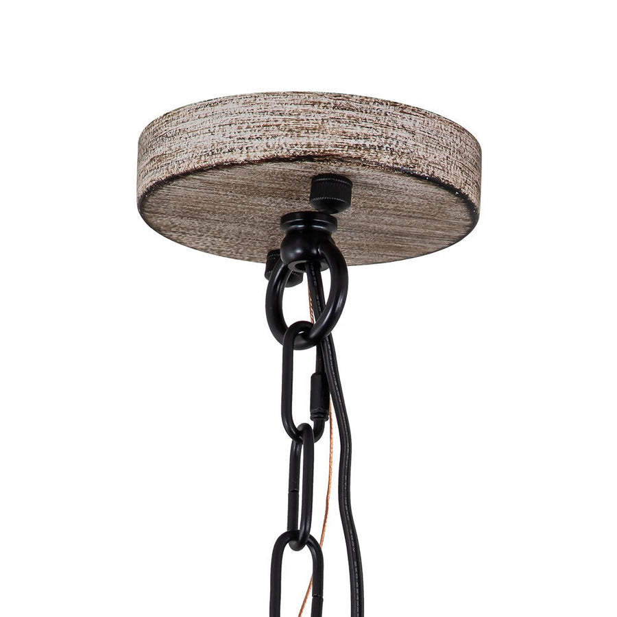 Farmhouze Light-24-Light Vintage Barn Metal Wagon Wheel Chandelier-Chandelier-Black + Wood Grain-