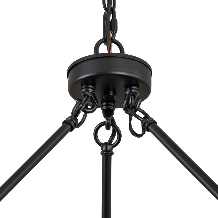Farmhouze Light-24-Light Vintage Barn Metal Wagon Wheel Chandelier-Chandelier-Black + Wood Grain-