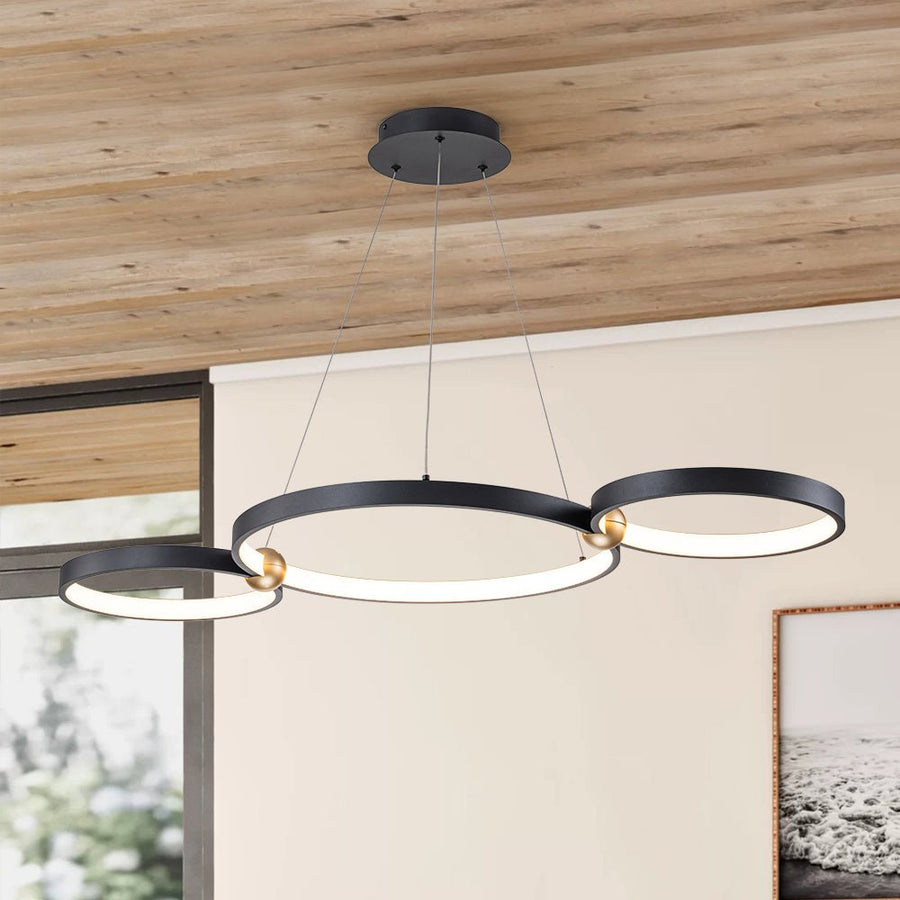 Farmhouze Light-3-Light Circle Dimmable LED Island Pendant Light-Chandelier-Black (Pre-Order)-