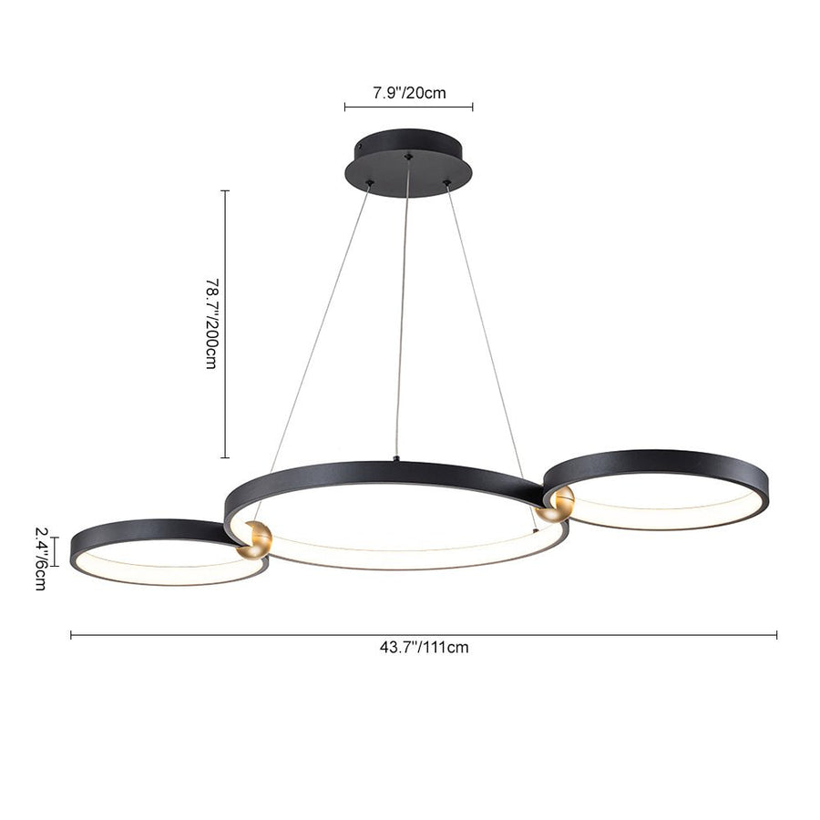 Farmhouze Light-3-Light Circle Dimmable LED Island Pendant Light-Chandelier-Black (Pre-Order)-