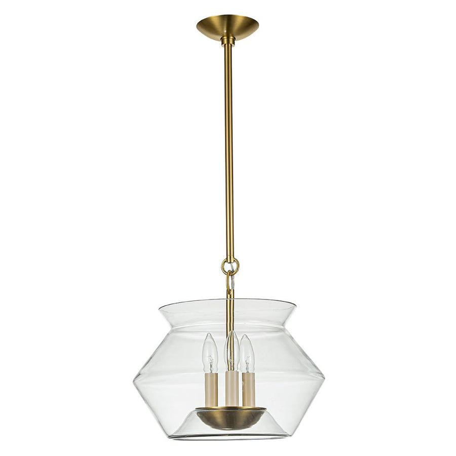 Farmhouze Light-3-Light Clear Glass Wide Geometric Shade Pendant Light-Pendant-Gold-