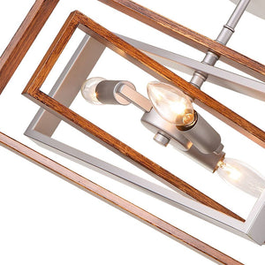 Farmhouze Light-3-Light Geometric Rectangular Semi Flush Mount-Ceiling Light-Silver+Gold-