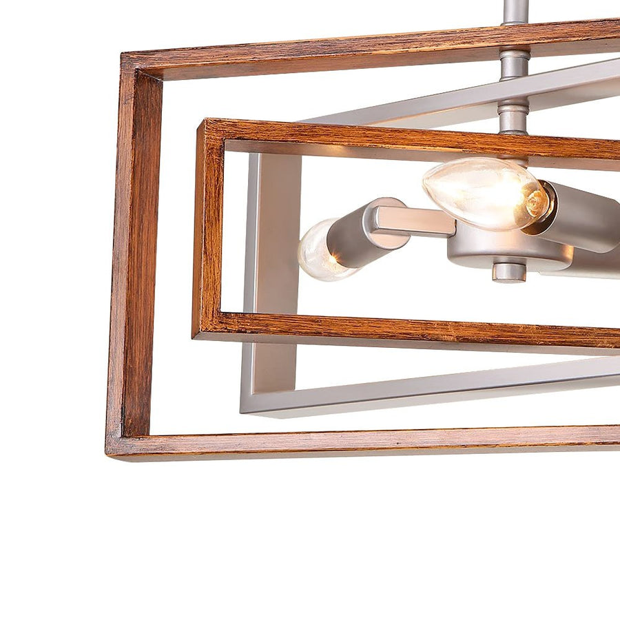 Farmhouze Light-3-Light Geometric Rectangular Semi Flush Mount-Ceiling Light-Silver+Gold-