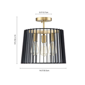 Farmhouze Light-3-Light Industrial Iron Cage Semi Flush Mount-Ceiling Light--