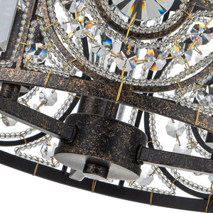 Farmhouze Light-3-Light Vintage Glam Crystal Drum Ceiling Light-Ceiling Light-Black-