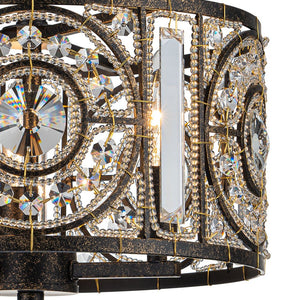 Farmhouze Light-3-Light Vintage Glam Crystal Drum Ceiling Light-Ceiling Light-Black-