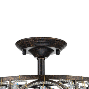 Farmhouze Light-3-Light Vintage Glam Crystal Drum Ceiling Light-Ceiling Light-Black-