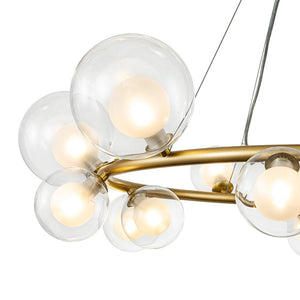 Farmhouze Light-32” Mid-Century Glass Bubble Wagon Wheel Chandelier-Chandelier-Brass-