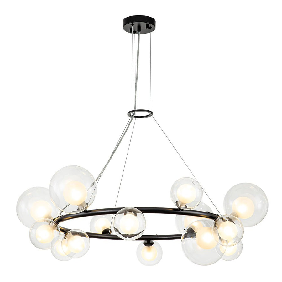 Farmhouze Light-32” Mid-Century Glass Bubble Wagon Wheel Chandelier-Chandelier-Brass-