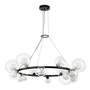 Farmhouze Light-32” Mid-Century Glass Bubble Wagon Wheel Chandelier-Chandelier-Brass-