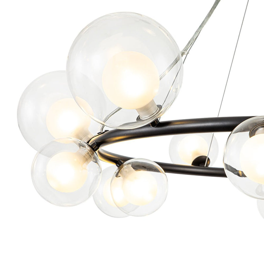 Farmhouze Light-32” Mid-Century Glass Bubble Wagon Wheel Chandelier-Chandelier-Brass-