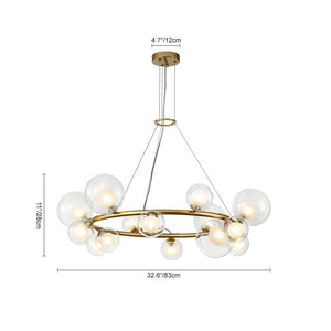 Farmhouze Light-32” Mid-Century Glass Bubble Wagon Wheel Chandelier-Chandelier-Brass-