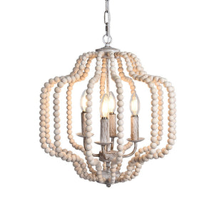 Farmhouze Light-4-Light Bohemian Wood Bead Cage Chandelier-Chandelier-Brown Wood + Matte Black-