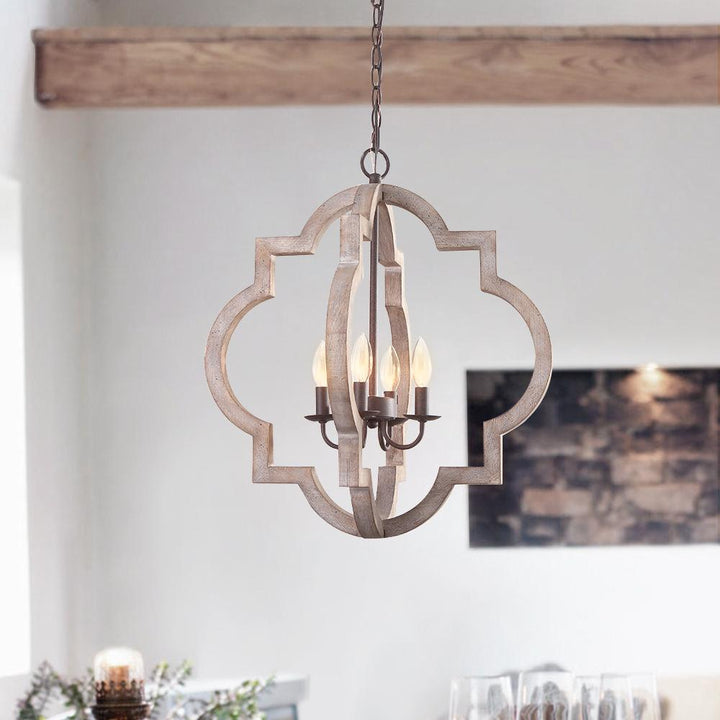 Farmhouze Light-4-Light Farmhouse Rustic Round Lantern Pendant-Chandelier--