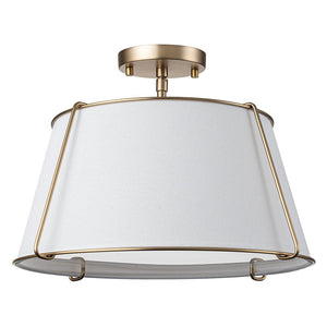 Farmhouze Light-4-Light Linen Drum Semi Flush Ceiling Light-Ceiling Light-Brass-