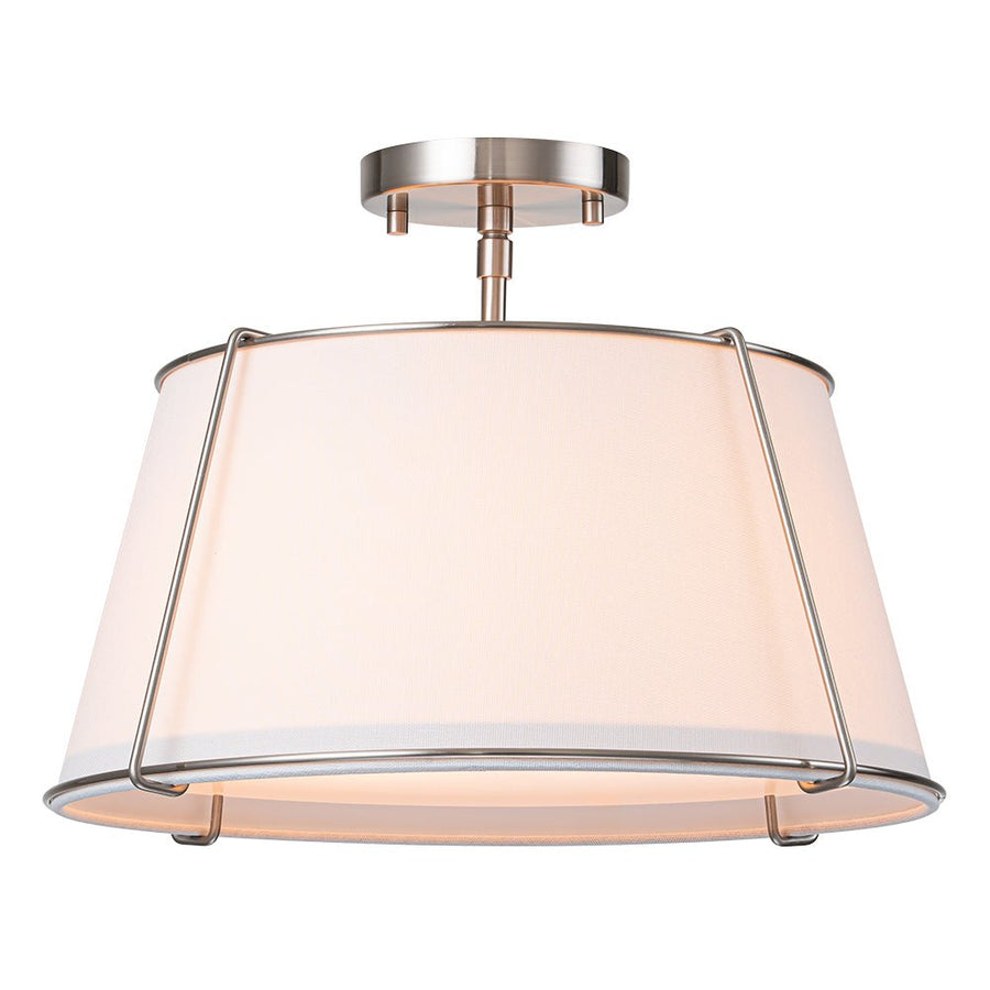 Farmhouze Light-4-Light Linen Drum Semi Flush Ceiling Light-Ceiling Light-Nickel (Pre-Order)-