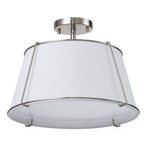 Farmhouze Light-4-Light Linen Drum Semi Flush Ceiling Light-Ceiling Light-Nickel (Pre-Order)-