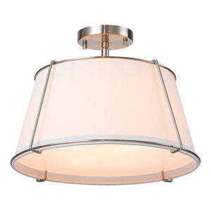 Farmhouze Light-4-Light Linen Drum Semi Flush Ceiling Light-Ceiling Light-Nickel (Pre-Order)-