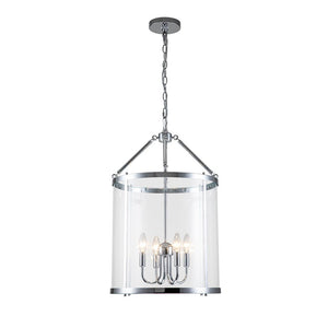 Farmhouze Light-4-Light Vintage Glass Cylinder Lantern Pendant Light-Pendant-Black-