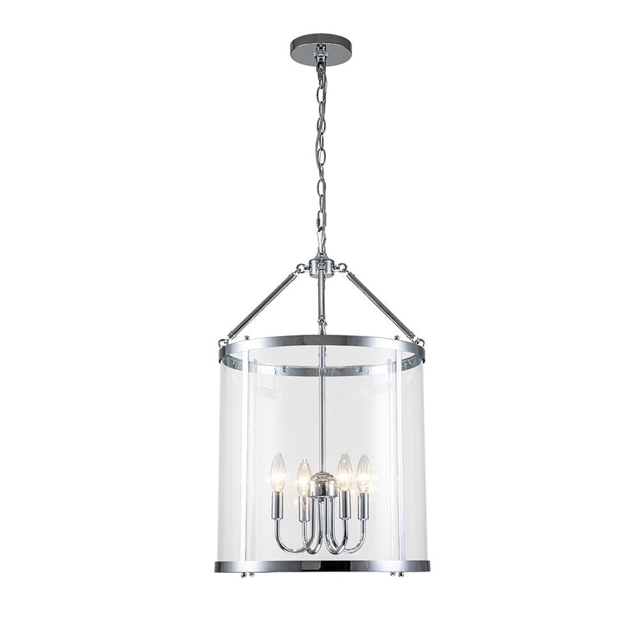 Farmhouze Light-4-Light Vintage Glass Cylinder Lantern Pendant Light-Pendant-Black-