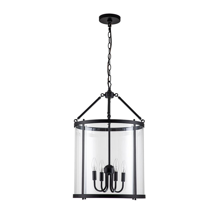 Farmhouze Light-4-Light Vintage Glass Cylinder Lantern Pendant Light-Pendant-Black-