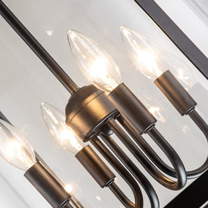 Farmhouze Light-4-Light Vintage Glass Cylinder Lantern Pendant Light-Pendant-Black-
