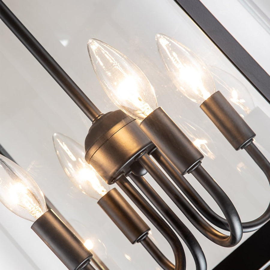 Farmhouze Light-4-Light Vintage Glass Cylinder Lantern Pendant Light-Pendant-Black-