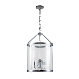 Farmhouze Light-4-Light Vintage Glass Cylinder Lantern Pendant Light-Pendant-Black-