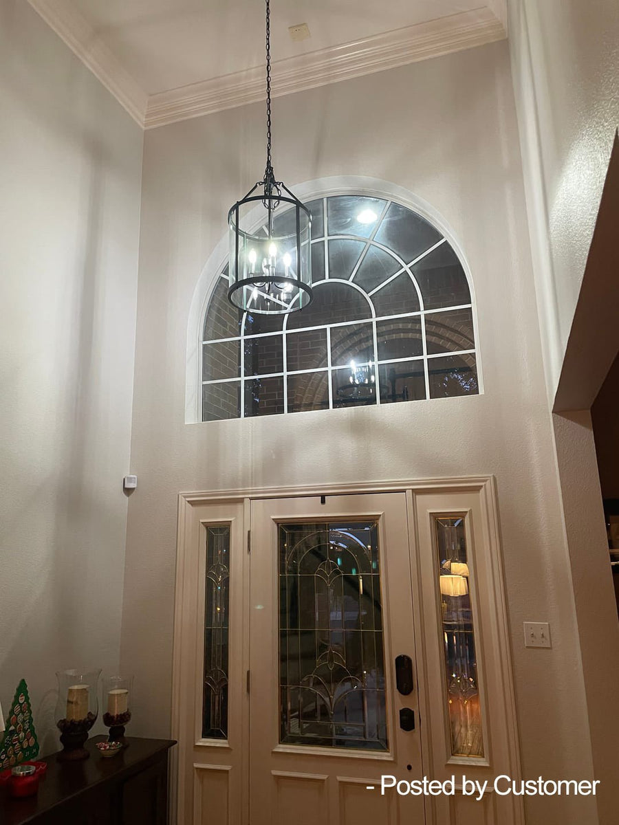 Farmhouze Light-4-Light Vintage Glass Cylinder Lantern Pendant Light-Pendant-Black-