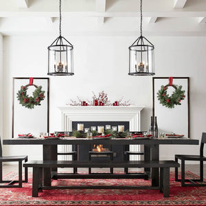 Farmhouze Light-4-Light Vintage Glass Cylinder Lantern Pendant Light-Pendant-Chrome-