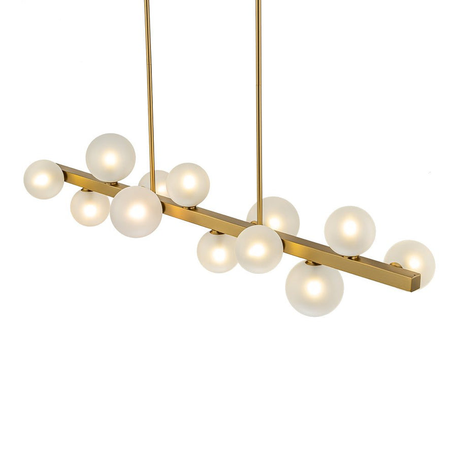 Farmhouze Light-44” Mid-Century Milky Glass Globe Kitchen Island Pendant-Chandelier-Brass-