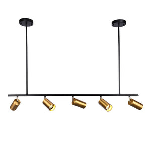 Farmhouze Light-5-Light Adjustable Kitchen Island Track Lighting-Chandelier-Black+Gold-