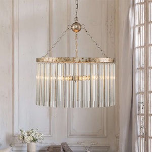 Farmhouze Light-5-Light Antique Rusty Silver Crystal Chandelier-Chandelier--