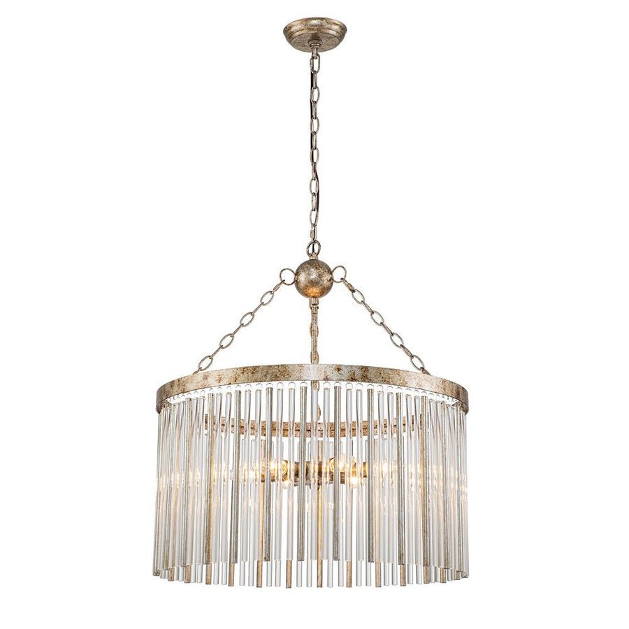 Farmhouze Light-5-Light Antique Rusty Silver Crystal Chandelier-Chandelier--