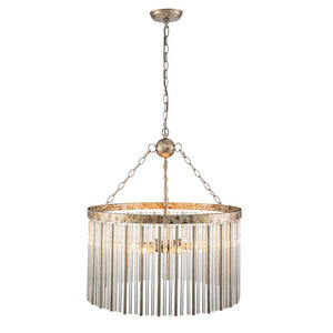 Farmhouze Light-5-Light Antique Rusty Silver Crystal Chandelier-Chandelier--