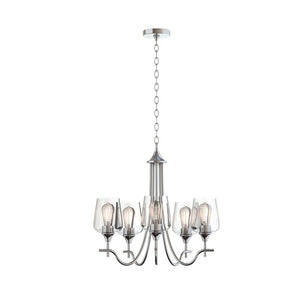 Farmhouze Light-5-Light Clear Glass Candle Style Chandelier-Chandelier-Nickel-