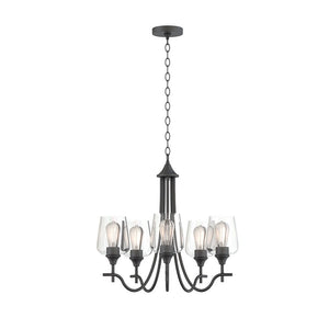 Farmhouze Light-5-Light Clear Glass Candle Style Chandelier-Chandelier-Nickel-