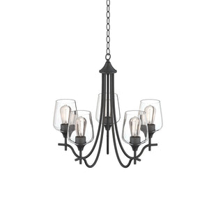 Farmhouze Light-5-Light Clear Glass Candle Style Chandelier-Chandelier-Nickel-