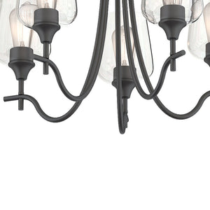 Farmhouze Light-5-Light Clear Glass Candle Style Chandelier-Chandelier-Nickel-