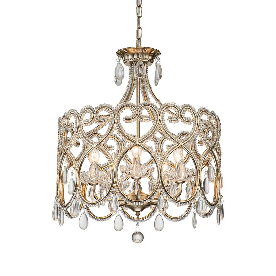 Farmhouze Light-5-Light French Farmhouse Drum Crystal Chandelier-Chandelier-Silver-Gold-