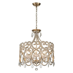 Farmhouze Light-5-Light French Farmhouse Drum Crystal Chandelier-Chandelier-Silver-Gold-