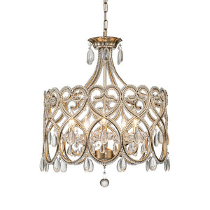 Farmhouze Light-5-Light French Farmhouse Drum Crystal Chandelier-Chandelier-Silver-Gold-